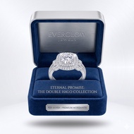 1ct Moissanite Engagement Ring, Sterling Silver Halo Ring with GRA Certificate