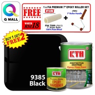 KTH Paint Interior Protective Coating Epoxy Floor Paint Black 9385 - 5L [FREE 1 x FIA 7200 PREMIUM 7” EPOXY ROLLER SET ]