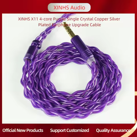 XINHS X11 4-core Purple Single Crystal Copper Silver Plated Earphone Upgrade Cable 0.78 2pin/HD650/I