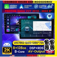 PROTON SAGA VVT 2016 - 2022 9'' (360 CAMERA 8GB RAM 128GB CARPLAY DSP 4G SIM) Android OEM Android Pl