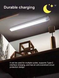 Led人體感應燈,磁力條自粘夜燈,可usb充電,適用於酒櫃、櫥櫃、鞋櫃、衣物衣櫥、走廊等各種尺寸（20-50cm）