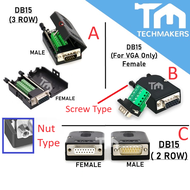 DB15 DB 15 Male/Female Solderless Solderless Connector 2 Row / 3 Row 15 Pin for VGA Port / DB15 Conn