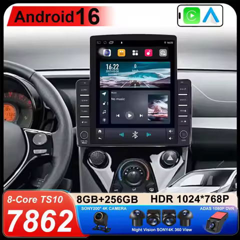 9.7 Android 16 Car Radio For Peugeot 108 Citroen C1 Toyota Aygo B40 2014 - 2021 GPS Multimedia Playe