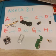 Nokia 8.1，零件，卡托，中框，喇叭，尾插，排線，電池，背蓋，前鏡頭，後鏡頭等