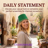 FASHIONHUBZ Felt Fez Cap, Round Breathable Tarboosh Fez Hat, Universal Red Color Moroccan Hat Ottoma