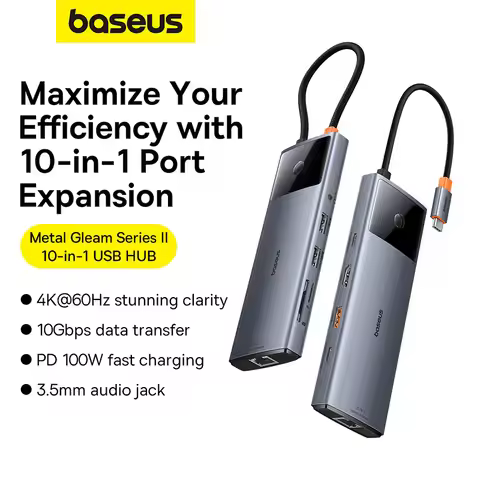 Baseus Metal Gleam Series II 10-in-1 USB HUB Space Grey USB-C HDMI USB-A USB-C USB-A
