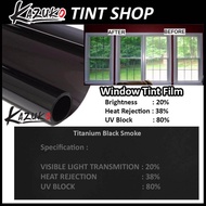 Kazuko (2ft x 2ft) Titanium Black Smoke 20% Solar Control Window Film Tint Film For Residencial Home