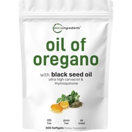 Micro Ingredients Oil of Oregano Softgels, 300 Count | 2 in 1 Formulated with Black Seed Oil, 4X Str