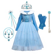 authentic Frozen 2 Costume for Girls Princess Dress Kids Snow Queen Cosplay Carnival Clothing Anna E