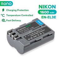 LLANO แบตเตอรี่กล้อง Nikon EN-EL3E Camera Battery 1600mAh for D80 D90 D100 D200 D300 D300S D700 D70S D50 G9X แบตเตอรี่กล้องดิจิตอล Nikon SLR Digital Camera Battery