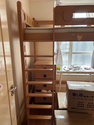 橡木實木高架單人床