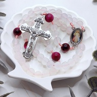 Catholic Rosary Divine Mercy Chaplet Rosary White Onyx & Red Tiger Eye Baptism Gift Knotted Rosary