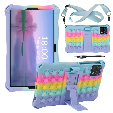 Adjustable Stand Silicone Case For Xiaomi Redmi Pad SE 4G 2024 8.7 inch Kids Cover With Shoulder Str