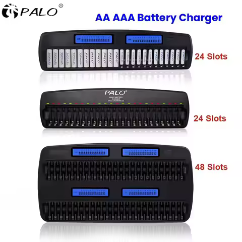 PALO 24/36/48 Slots 1.2V LCD Display Smart Battery Charger for AA AAA NiMh NiCd Rechargeable Batteri