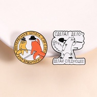 Russian Builder Cat Meme Enamel Brooch Funny Construction Worker Slang Metal Pin for Clothing Bag Ac