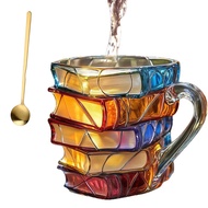 Retail <br><br>3d Painted Book Coffee Mug 11oz Glass Coffee Cupshaped Cup for Book Lovers  Librarian