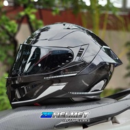 SPYDER FURY V3 PLAIN (Gloss Black) FULL FACE - DUAL VISOR (with FREE Clear Lens)