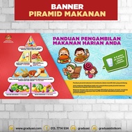 Banner , Piramid Makanan Malaysia 3 x 6 kaki untuk koridor dan kantin sekolah, Keceriaan Sekolah  #bnrb