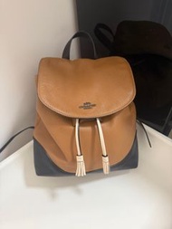 Coach 真皮雙色後背包