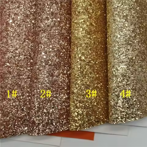 LEOsyntheticoDIY Gold Chunky Glitter Vinyl Fabric Sheet Felt Backing Synthetic Leather Faux Vinil DI