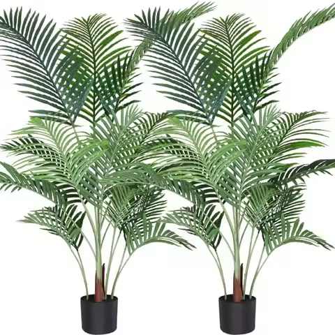 Artificial Areca Palm Plant 4.6 Feet Fake Palm Tree with 15 Trunks Faux Tree