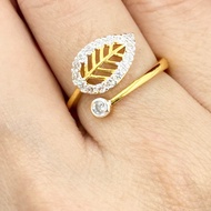 แหวนทอง1สลึง แหวนเพชร รูปใบไม้ แหวนฟรีไซส์ แหวนทองชุบ [294] แหวนทองไมครอน