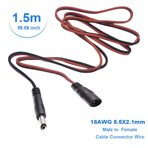 18AWG DC Power Plug 5.5 x 2.1mm Female To Male CCTV Adapter Cable Connector 12V 10AMax. Power Extens