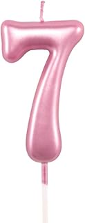 7th Birthday Candle Seven Years Pink Happy Birthday Number 7 Candles for Cake Topper Decoration for 
