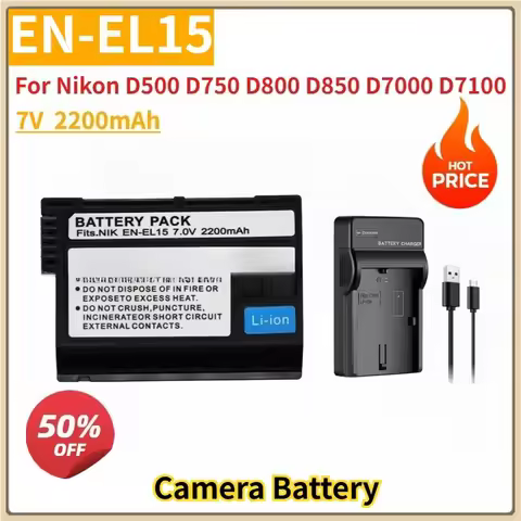 New Replacement Battery EN-EL15 EN-EL15A EN-EL15B EN-EL15C + LED Charger For Nikon D500 D750 D800 D8