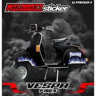 Vespa ps striping, uv printing, transparent, cool flame (V.PS150-1), wildbozz sticker