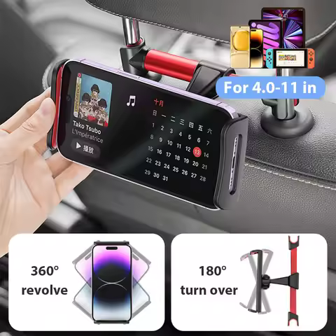 Car Headrest Tablet Holder 360° Degree Rotating Adjustable Tablet Stand Auto Rear Seat Pillow Phone 