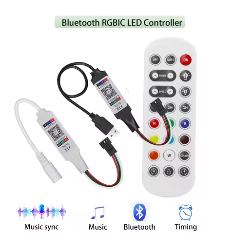2.4G Bluetooth music controller RGBIC Intelligent dimmer With 24Keys Remote Control WS2812 WS2811 Le