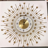 60cm Besi Seni Jam Dinding Emas Hiasan Dinding Pejabat Jam Dinding Jam Kuarza untuk Ruang Tamu