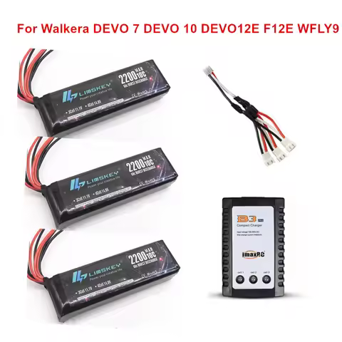 Limskey 11.1V 2200mAh LiPo Battery for Walkera DEVO 7 DEVO 10 DEVO12E F12E WFLY9 RadioLink AT9 AT10 