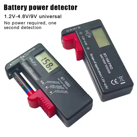 1Pc BT-168D Battery Tester Universal Digital LCD Tester AA AAA CD 9V 1.5V Button Cell Voltage Batter