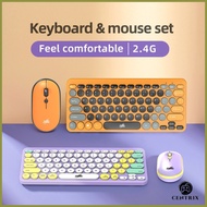 ✲ ◄ Centric.Zeus thin and light 2.4GHz wireless round keyboard and mouse set retro cute GK500