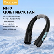 Orashare NF10 พัดลมคล้องคอ10000mAhพัดลมพกพา ชาร์จUSBความเร็ว 4 ระดับหน้าจอLEDสวมใส่ได้ยาวนานโดยไม่เม