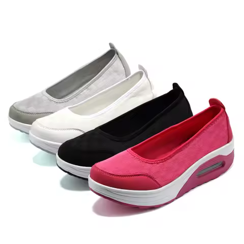 Women Platform Sneakers 2021 New Fashion Womens Casual Office Shoes Wedges Swing Shoes Thick Sole Bi
