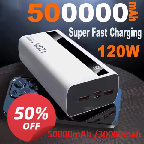 500000mAh PowerBank 120W Super Fast Charging Portable External Battery Powerbank for iphone Huawei 5