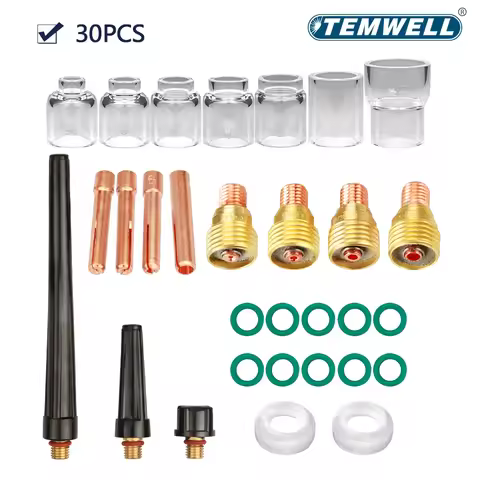 WP9 WP20 WP25 Accessories 30Pcs Stubby Gas Lens TIG Nozzle Pyrex Glass Cup Kit For TIG Welding Torch