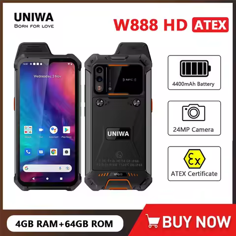 UNIWA W888 ATEX Explosion IP68 Walkie Talkie 6.3 Inch HD Octa Core 4GB 64GB 4400mAh Smartphone Andri
