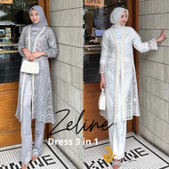 Zeline dress wanita muslim 3in1 dress kondangan cewek Setelan wanita muslimah baju maxi dress brides