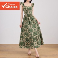 Women Boho Tribal Print Ruffle Pattern Dress L129ED445