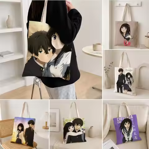 Anime Hyouka Storage Bags Polyester Canvas Foldable Tote Bag Lightweight Reusable Shopping Shoulder 