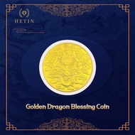 【HETIN】Golden Dragon Blessing（0.2g）Gold Coin Plate 999 Pure Gold Commemorative Gold Coin