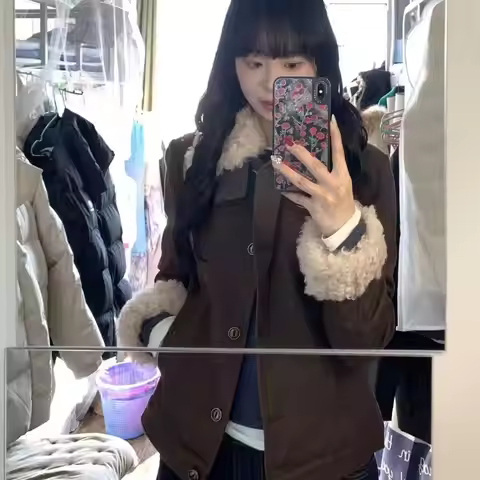 Vintage Lambswool Winter New Ropa Mujer Premium Warm Thicked Moda Jacket Small Fellow Slim All-match