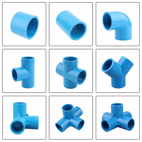 Blue 20/25/32mm PVC Pipe Fittings Straight Elbow Tee Cross Connector Water Pipe Adapter 3 4 5 6 Ways