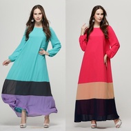 Muslimah Moden Tri Color Chiffon Jubah Long Dress