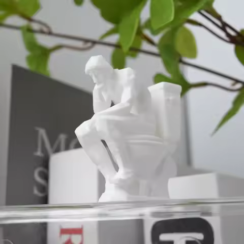 Thinker Statue, Contemplative Statue Sitting on The Toilet, Fun Design Decoration, Office Bookshelf 