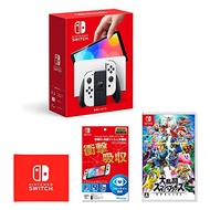 [Direct from japan] Nintendo Switch (OLED model) Joy-Con (L)/(R) White + [Nintendo licensed product] Nintendo Switch (OLED model) Exclusive OLED protective film Multifunction + Super Smash Bros. SPECIAL - Switch ([Amazon.co.jp only] Nintendo Switch logo d